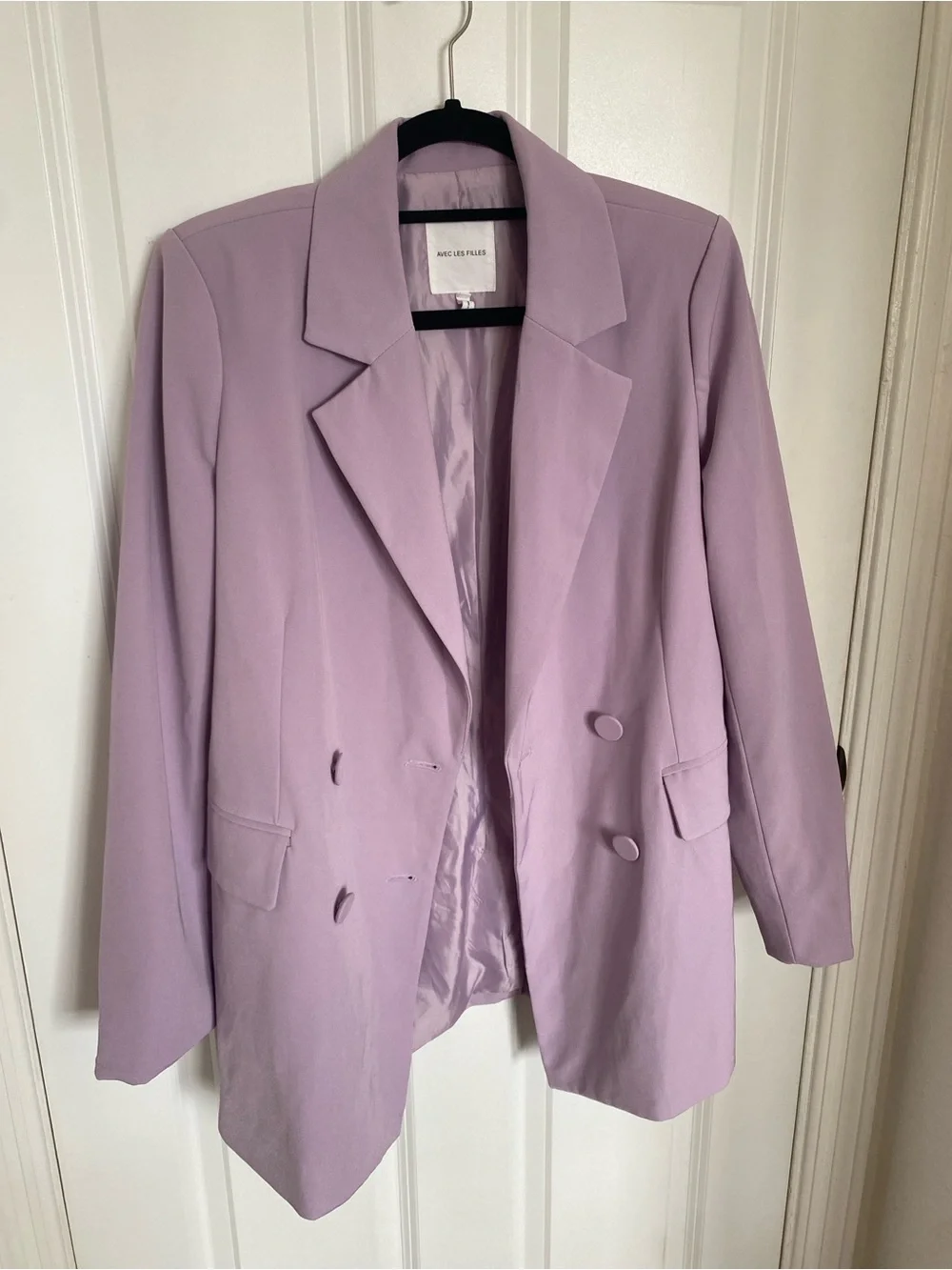 Avec Les Filles Oversized Lavender Double-Breasted Blazer Size S - Picture 4 of 6